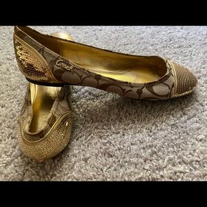 Coach Flats Gold Sparkle | Sz 9